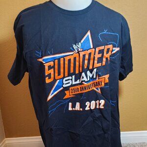 Vintage 2012 25th Anniversary WWE Summer Slam T-shirt Navy Blue Adult 2XL
